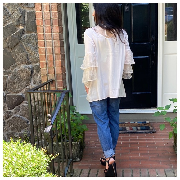 BOHO GYPSY CHIC LACE DETAIL BELL TOP - Picture 4 of 13